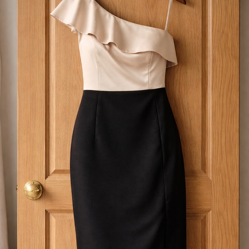 White House Black Market Cream and Black Dress